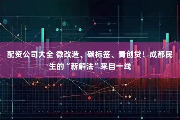 配资公司大全 微改造、碳标签、青创贷！成都民生的“新解法”来自一线