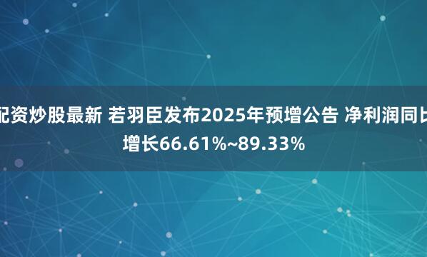 配资炒股最新 若羽臣发布2025年预增公告 净利润同比增长66.61%~89.33%